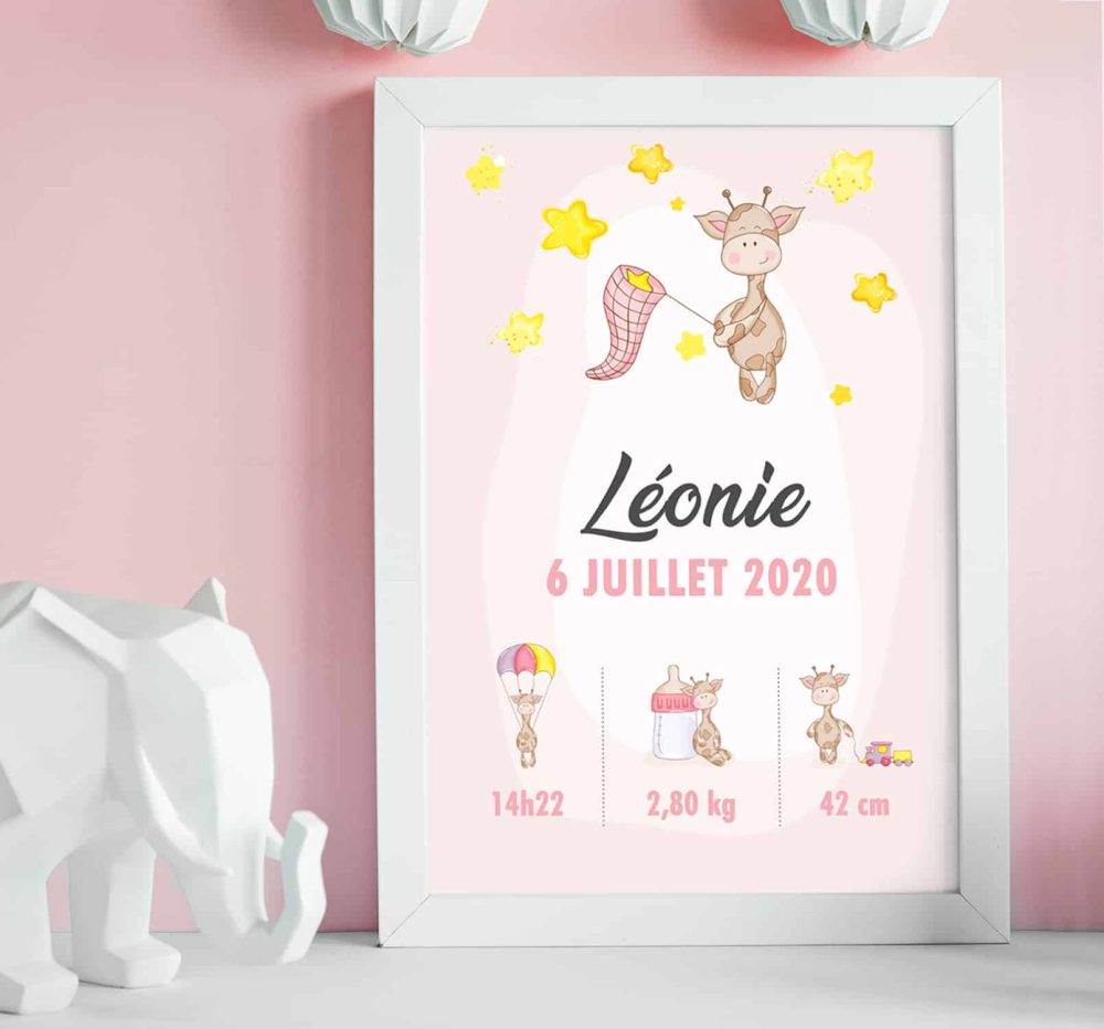 Affiche naissance Girafe