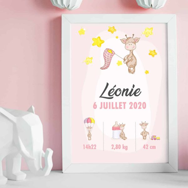 Affiche naissance Girafe