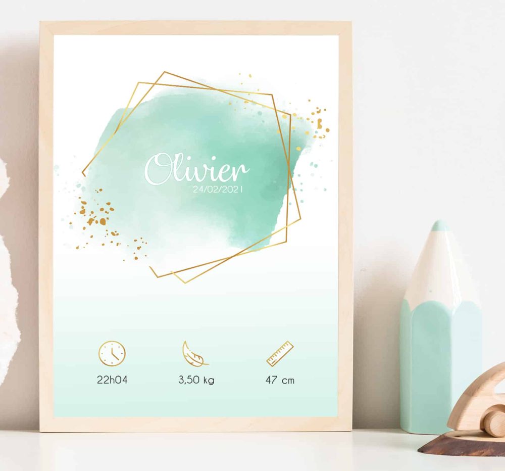 Affiche naissance : Aquarelle Rose – Image 2
