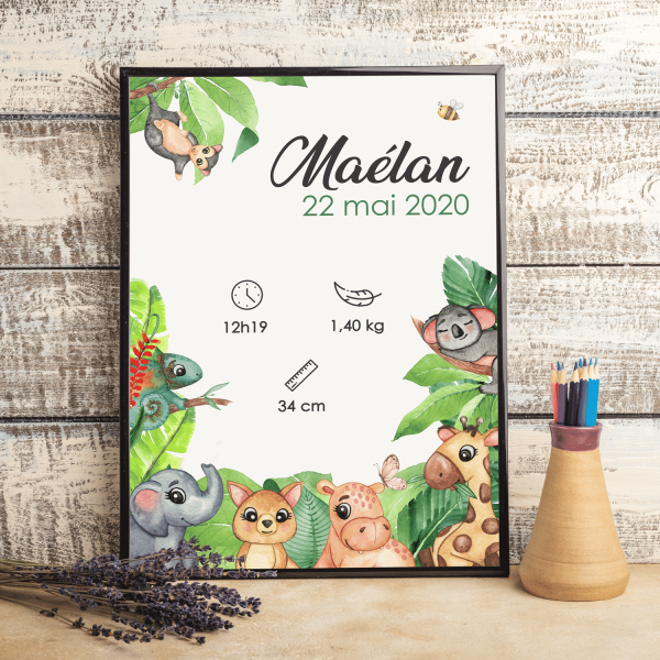 Affiche naissance Jungle