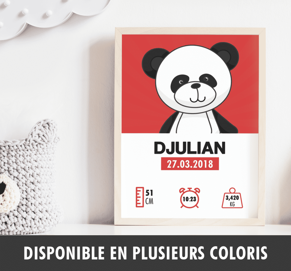 Affiche naissance Panda