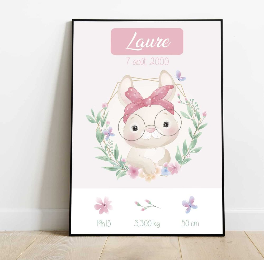 Affiche naissance Lapin
