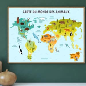 Affiche éducative Carte du monde des animaux