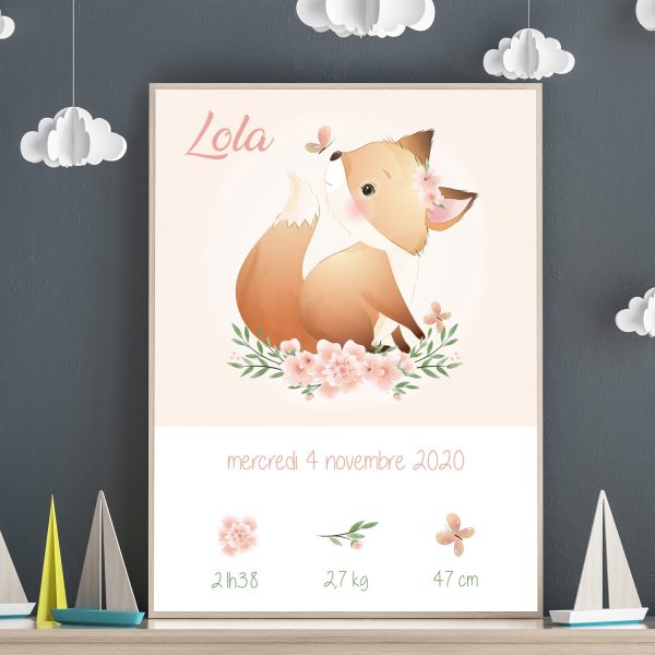 Affiche naissance Renard cute