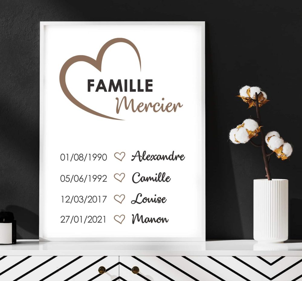 Affiche famille coeur