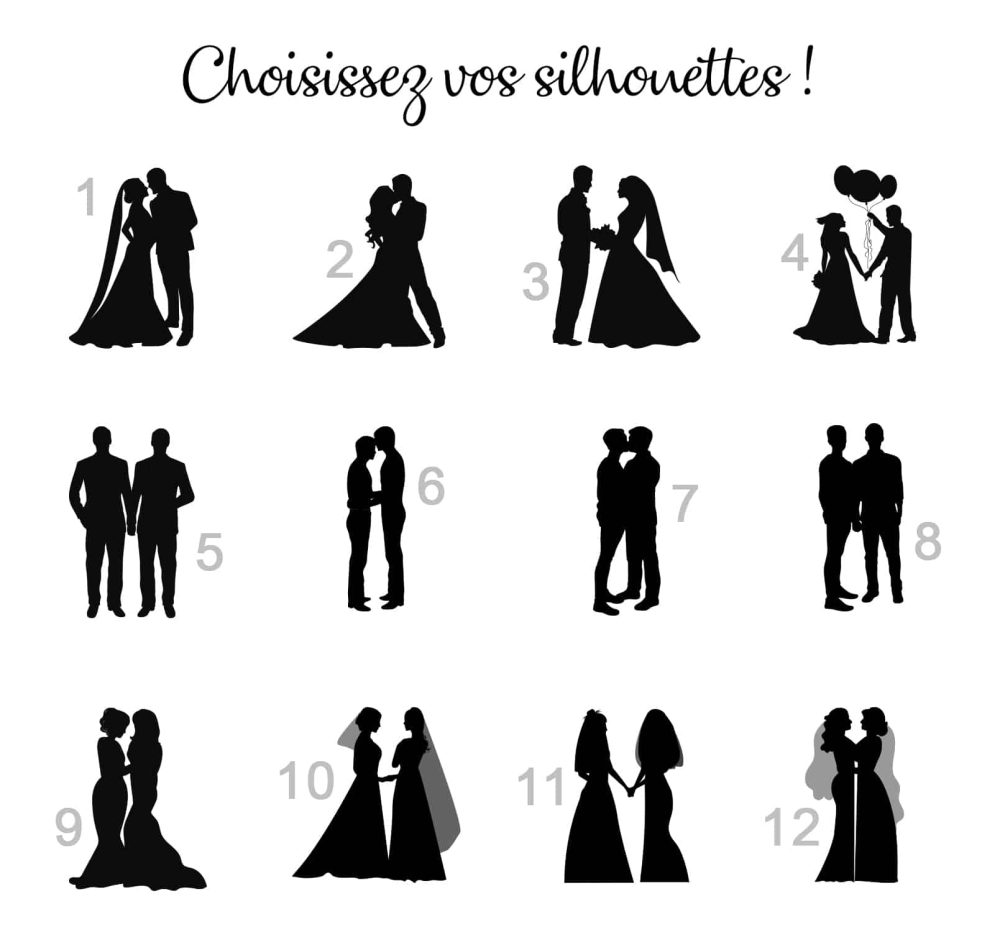 Arbre à empreintes couple silhouette mariage pacs – Image 4