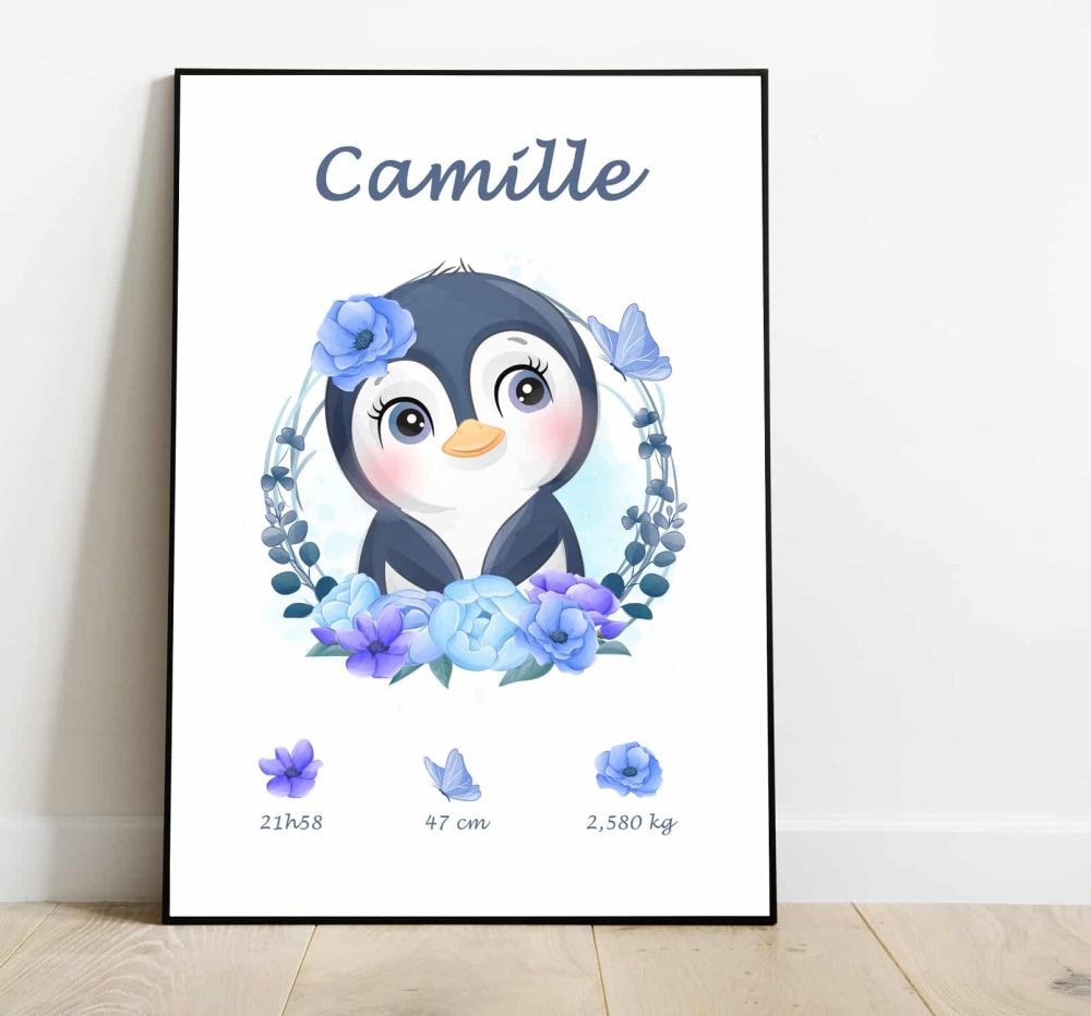 Affiche naissance Pingouin