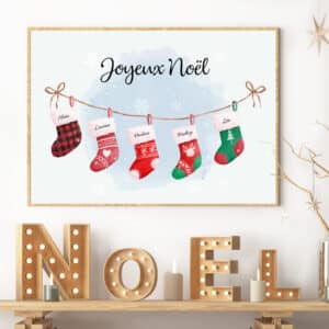 Affiche famille chaussettes de Noel