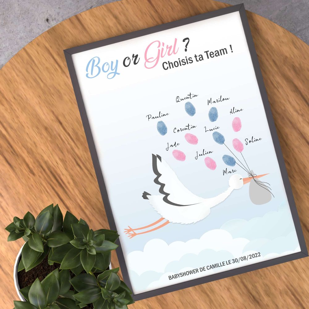 arbre à empreintes babyshower annoncer le sexe de bébé