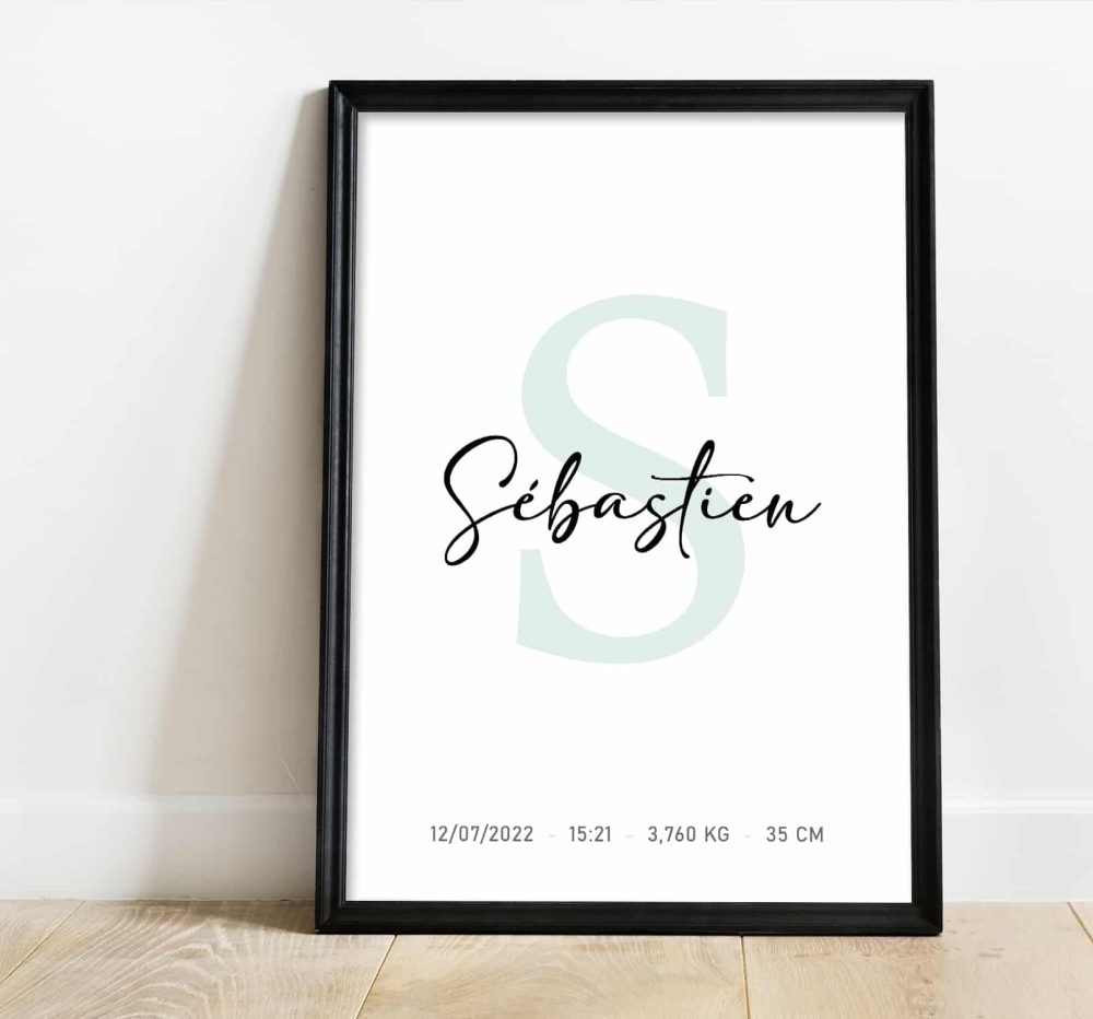 Affiche naissance lettre majuscule