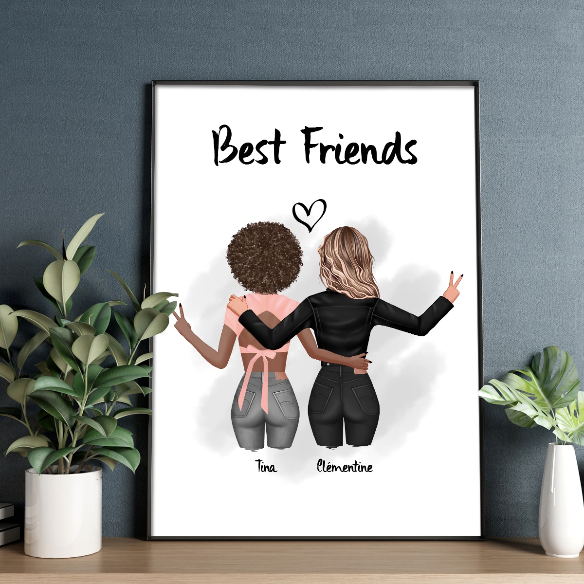 Affiche meilleures amies line art - Cadeau meilleure amie - cadeau ann – Le  Temps des Paillettes