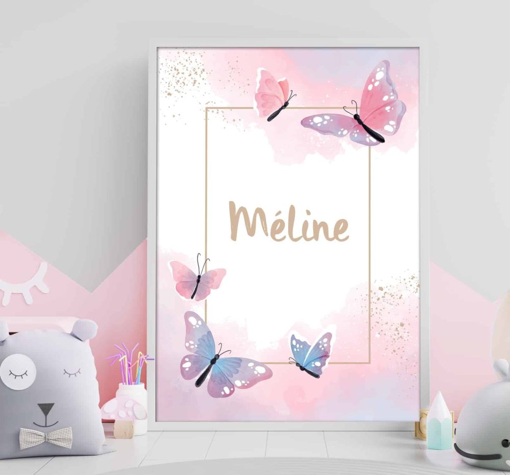 Affiche prénom papillon