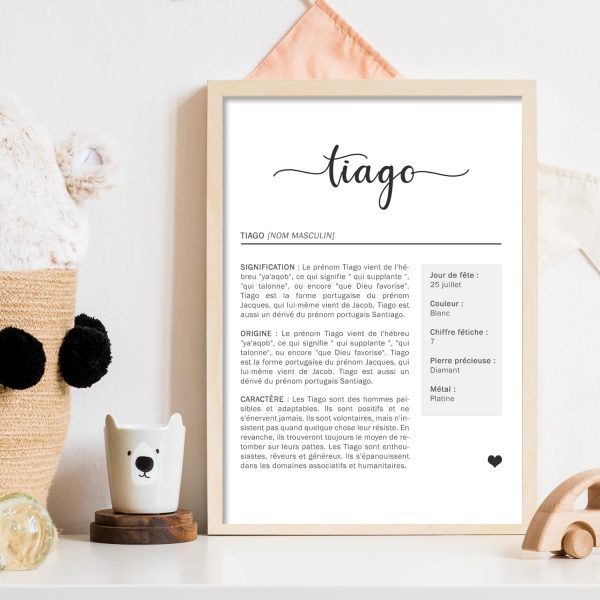 Affiche signification origine du prénom, Affiche Prénom origine et signification