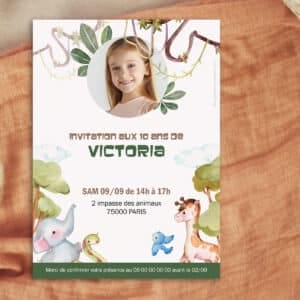 Invitation anniversaire animaux avec photo. organiser anniversaire d'un enfant