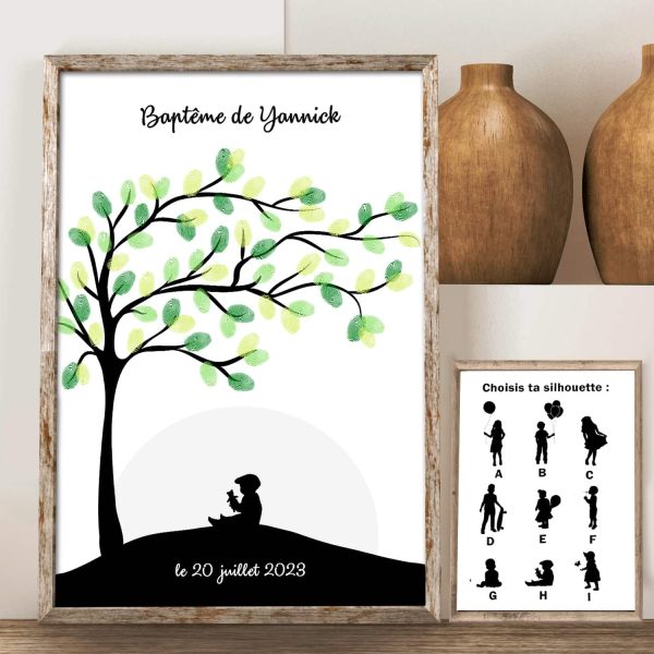 silhouettes arbre à empreintes silhouette enfant anniversaire baptême communion