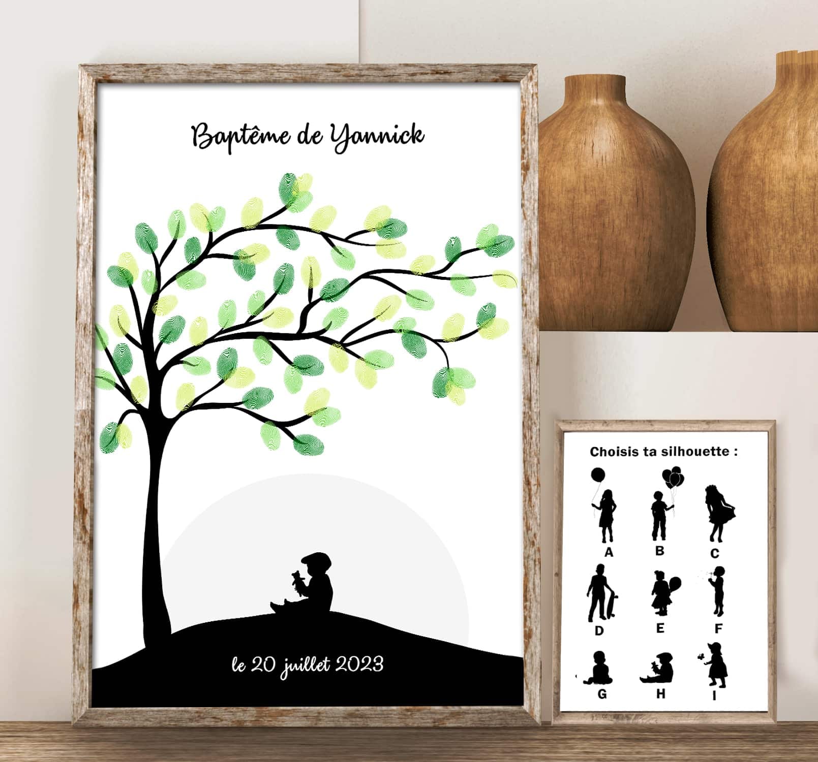 silhouettes arbre à empreintes silhouette enfant anniversaire baptême communion