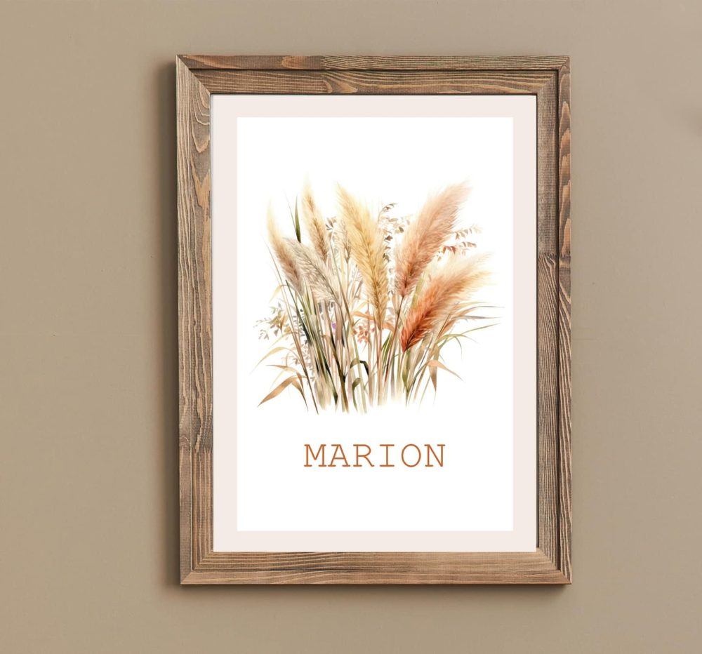 affiche prénom pampa fleurs séchées