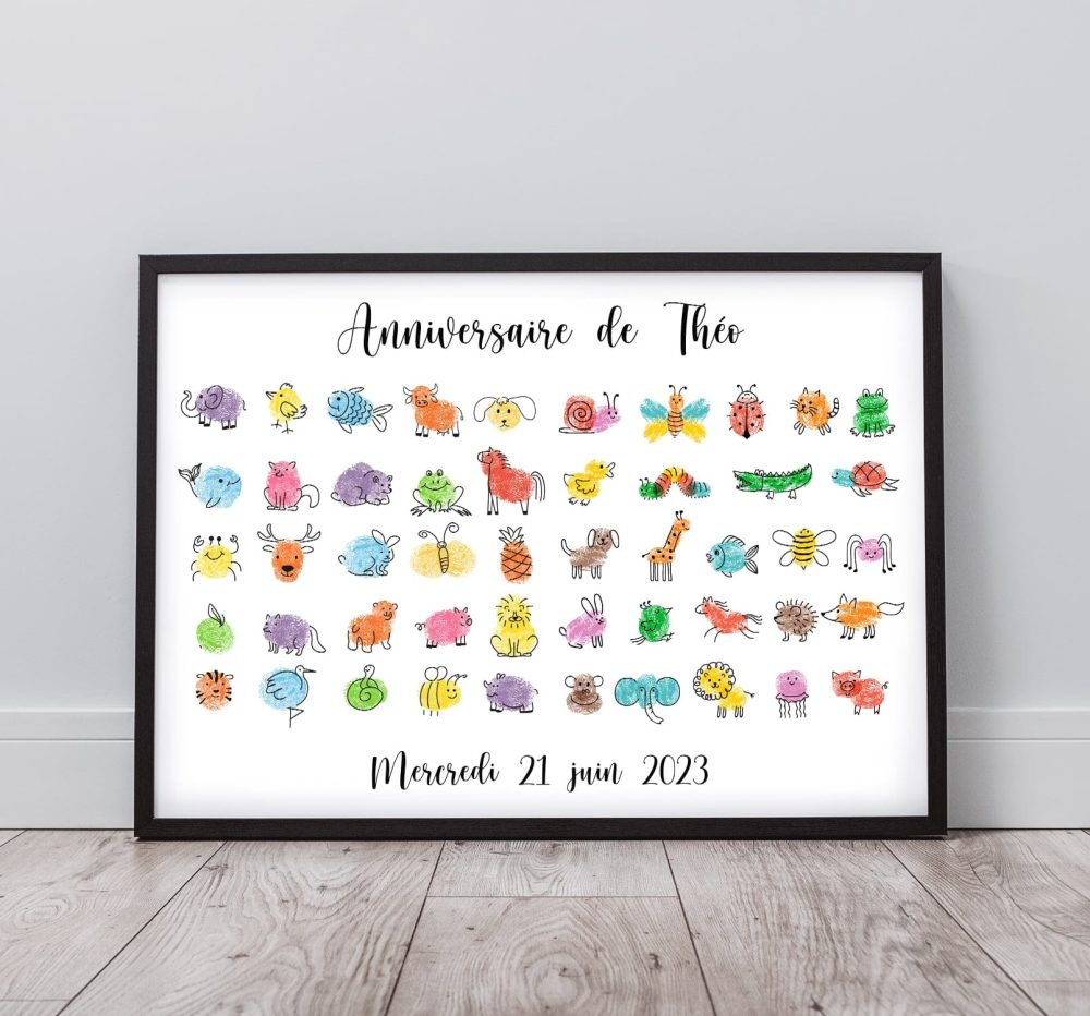 arbre à empreintes anniversaire petits animaux