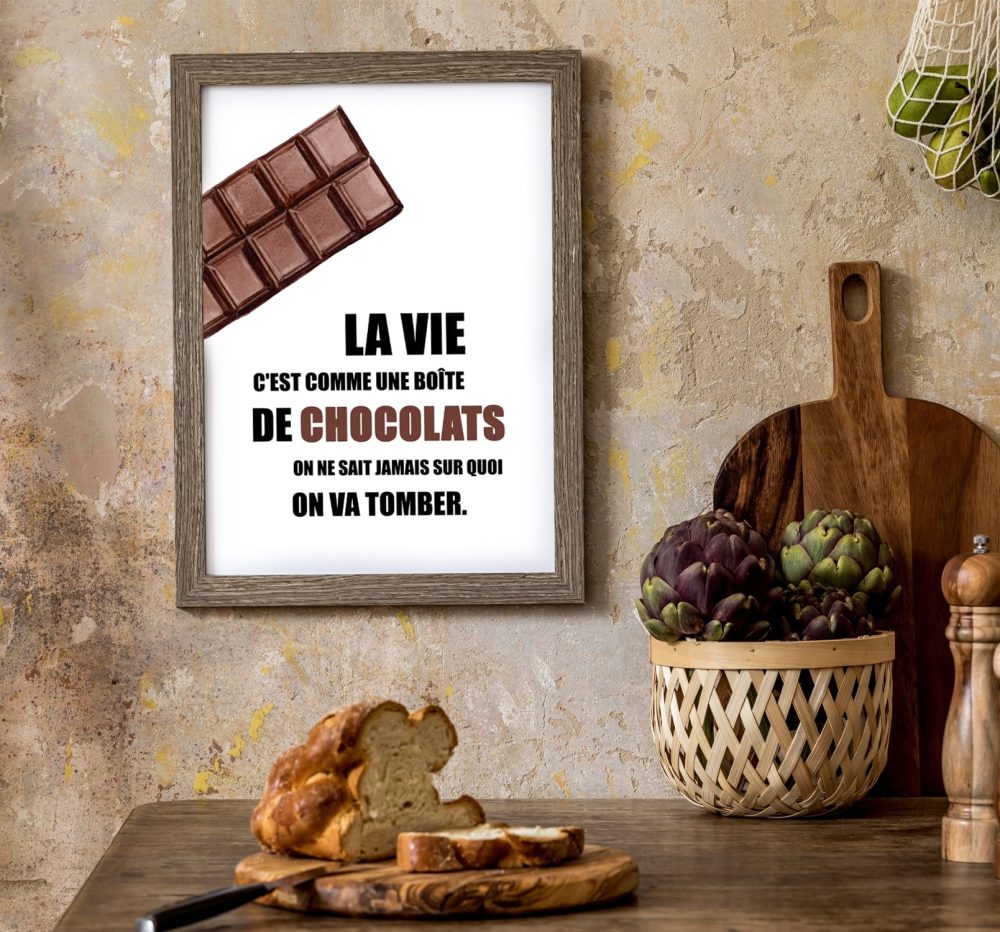 Affiche citation la vie c'est comme une boite de chocolats