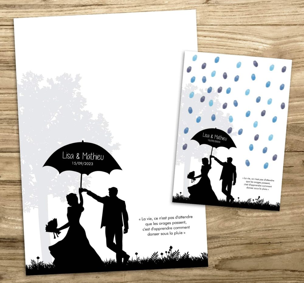 Arbre à empreintes mariage pluie