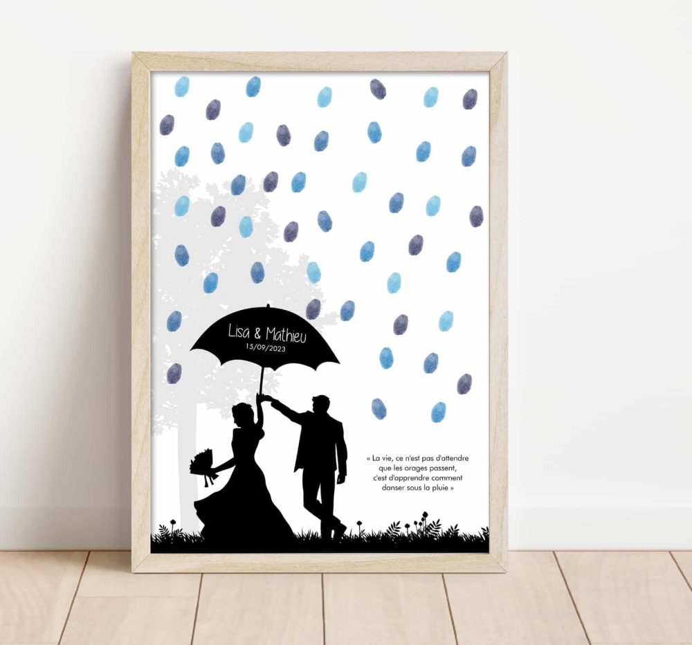 Arbre à empreintes mariage pluie