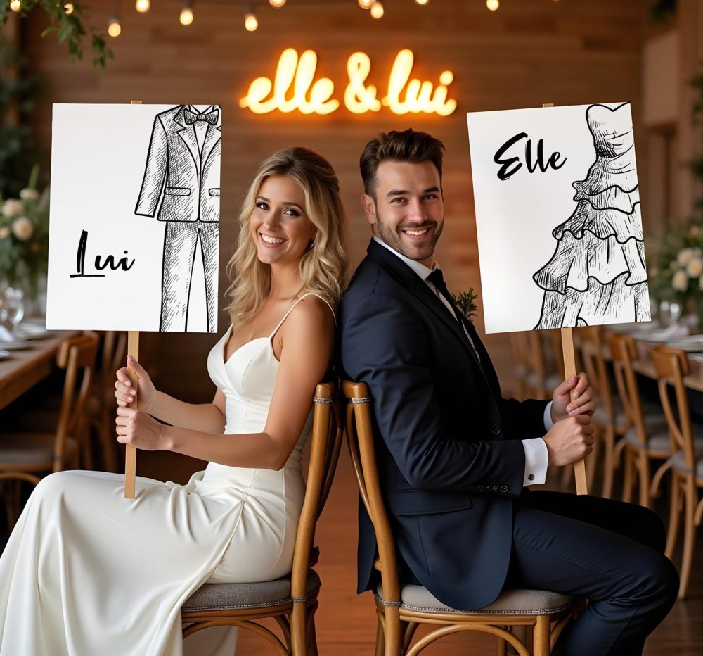 jeu mariage elle et lui à imprimer pancartes Elle et Lui jeux et animations