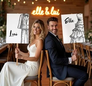 jeu mariage elle et lui à imprimer pancartes Elle et Lui jeux et animations