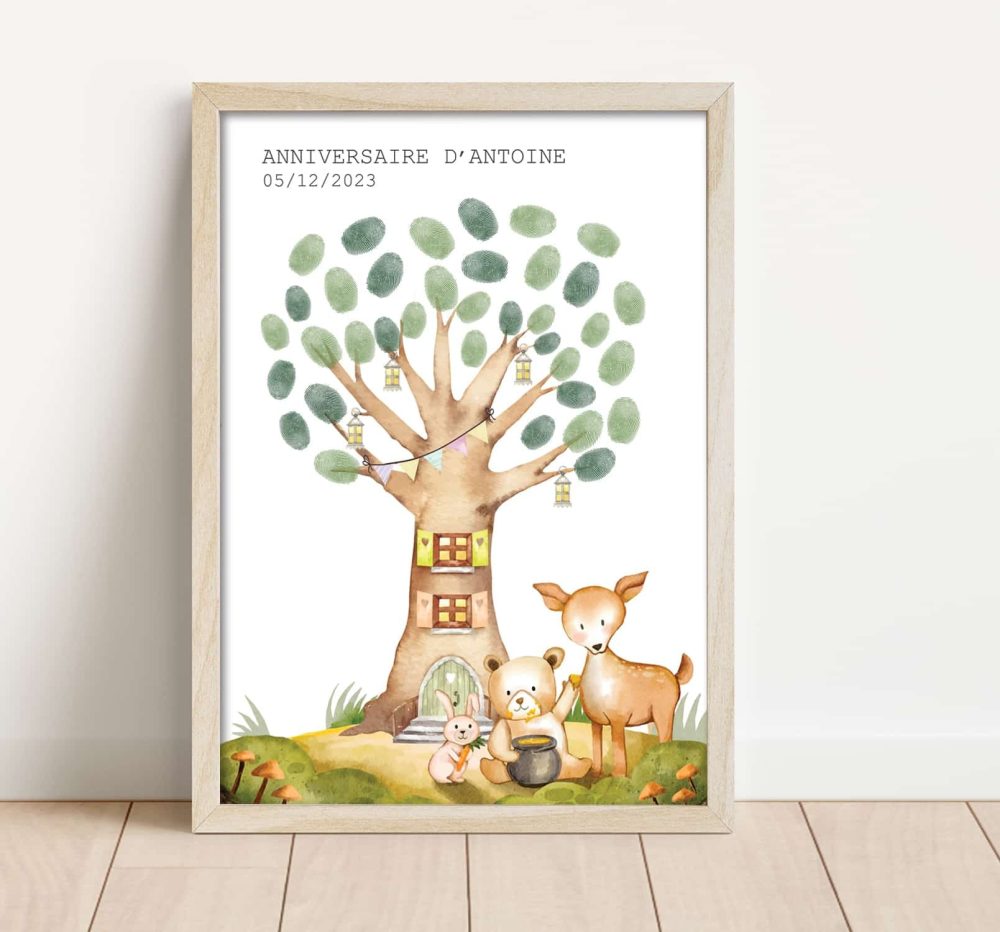 arbre à empreintes anniversaire animaux de la forêt