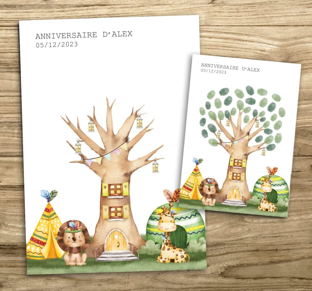 arbre à empreintes anniversaire enfant indien