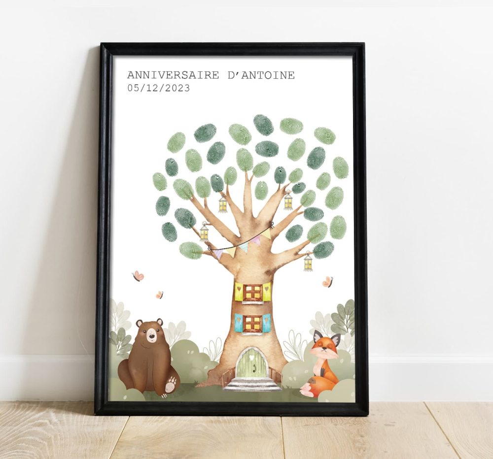 arbre à empreintes anniversaire animaux foret