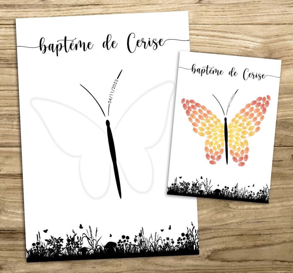 arbre à empreintes papillon anniversaire baptême
