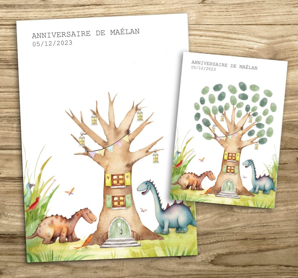 arbre à empreintes anniversaire enfant dinosaure