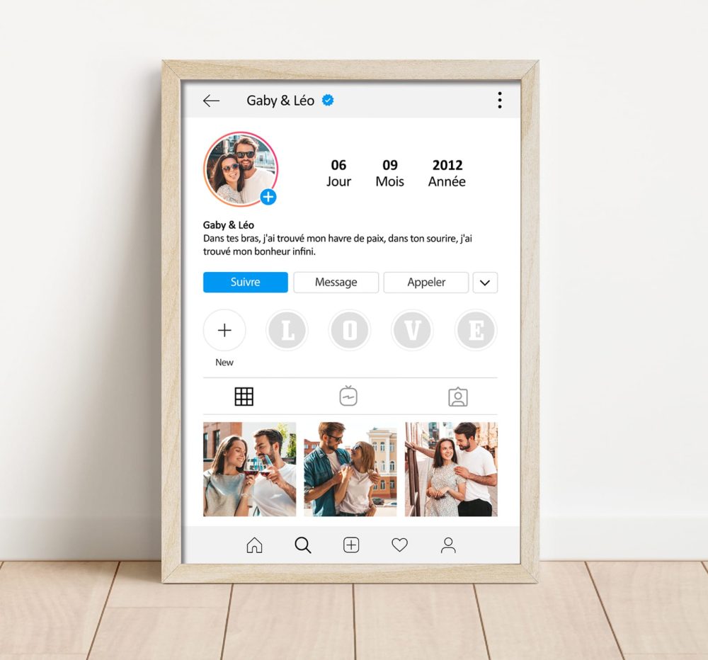 Affiche instagram à personnaliser couple