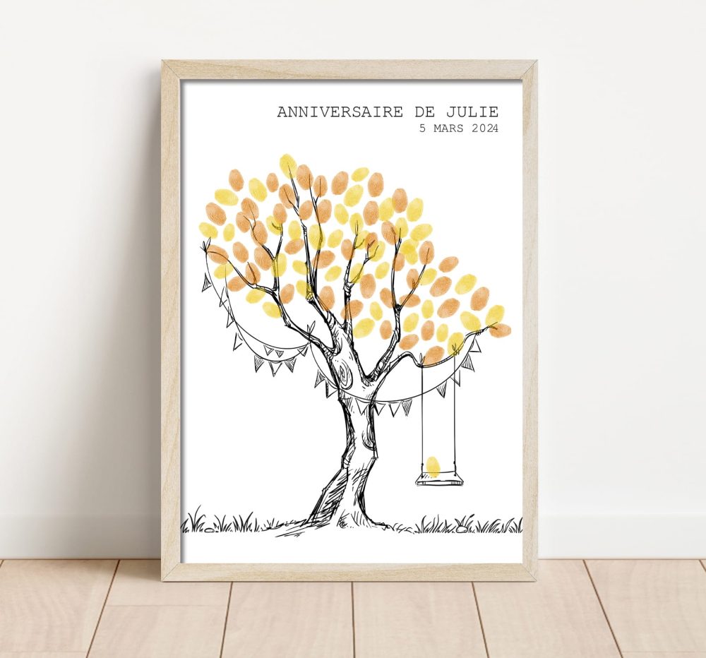 Arbre à empreintes anniversaire mariage baptême balançoire