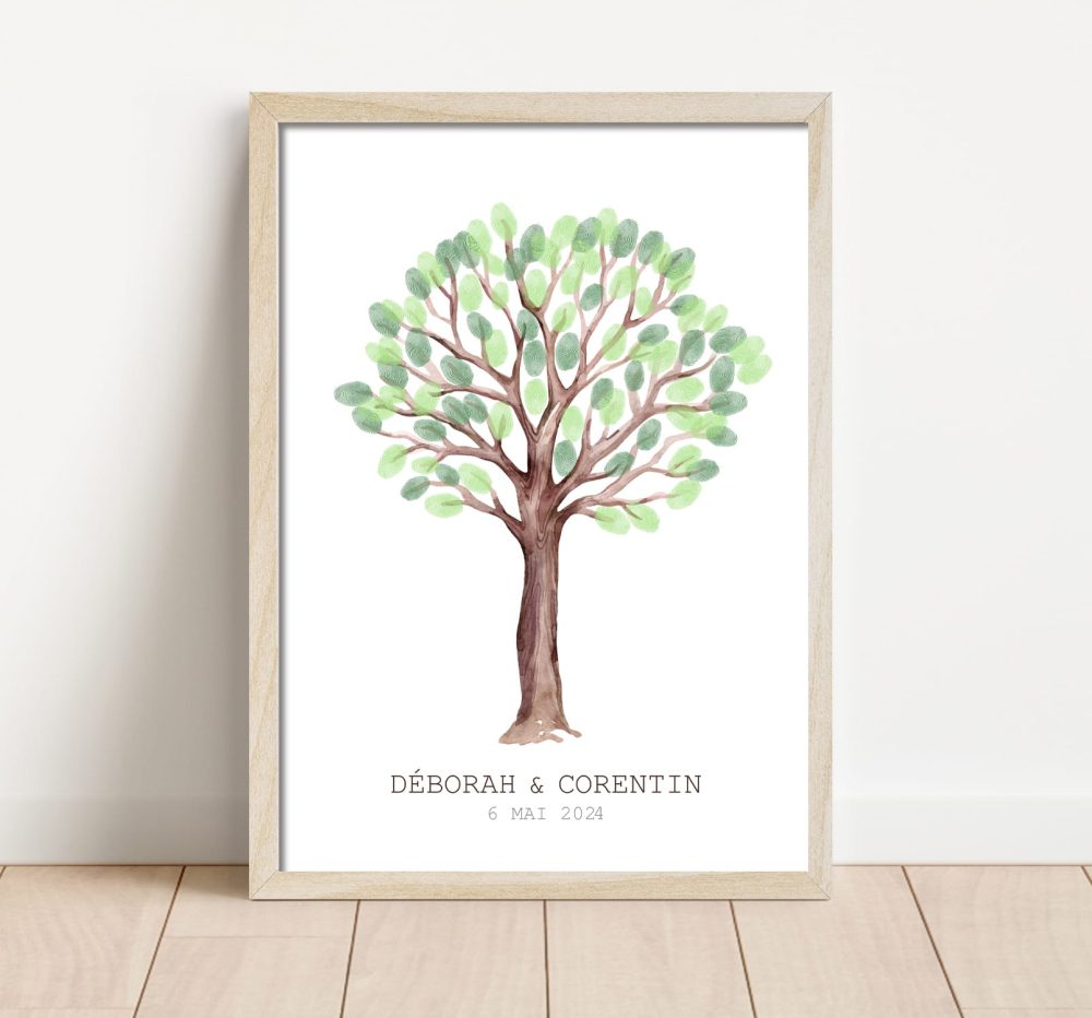 Arbre à empreintes mariage aquarelle