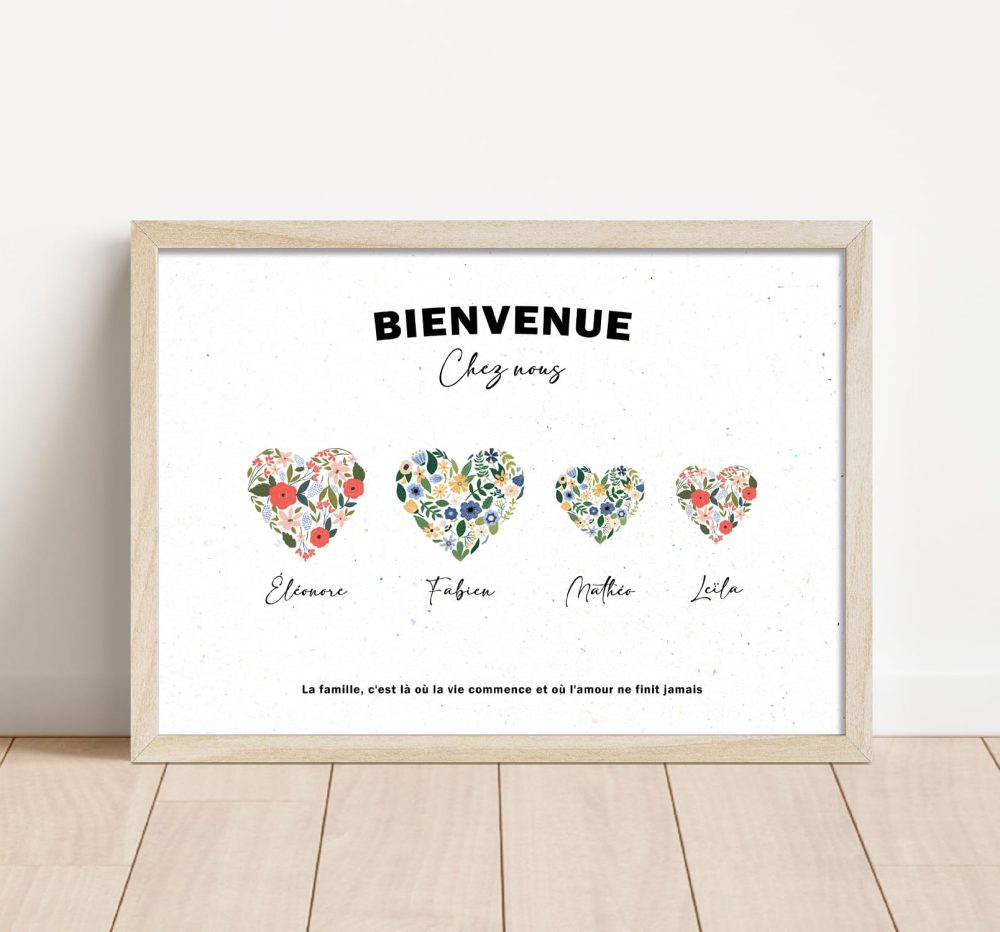 Affiche famille coeurs