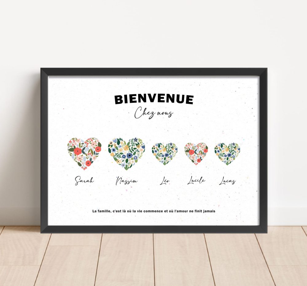 Affiche famille coeurs