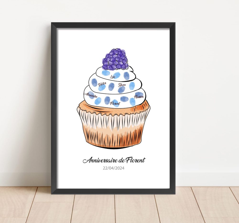 Arbre à empreintes cupcake anniversaire