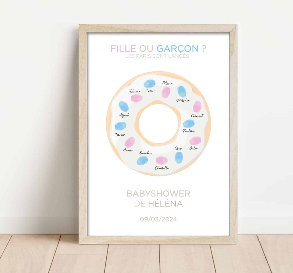 Arbre à empreintes donuts Baby shower gender reveal