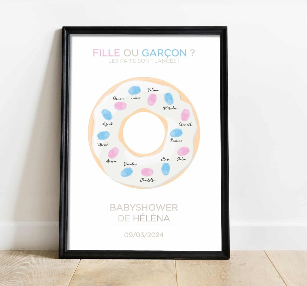 Arbre à empreintes donuts Baby shower gender reveal
