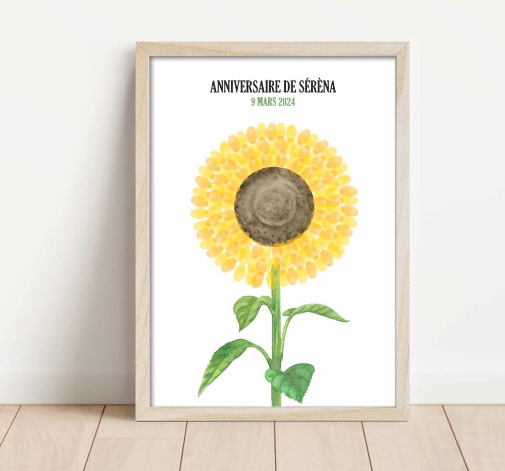 Arbre à empreintes tournesol fleur anniversaire baptême