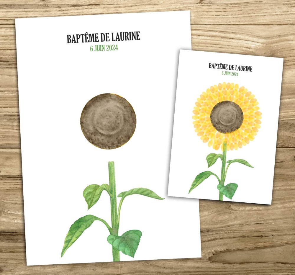 Arbre à empreintes tournesol fleur anniversaire baptême