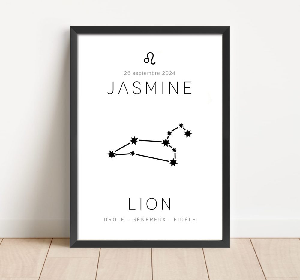Affiche naissance signe du zodiaque