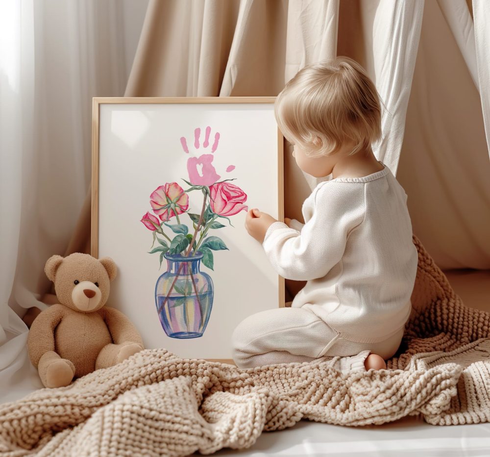 Affiche empreintes bouquet de roses
