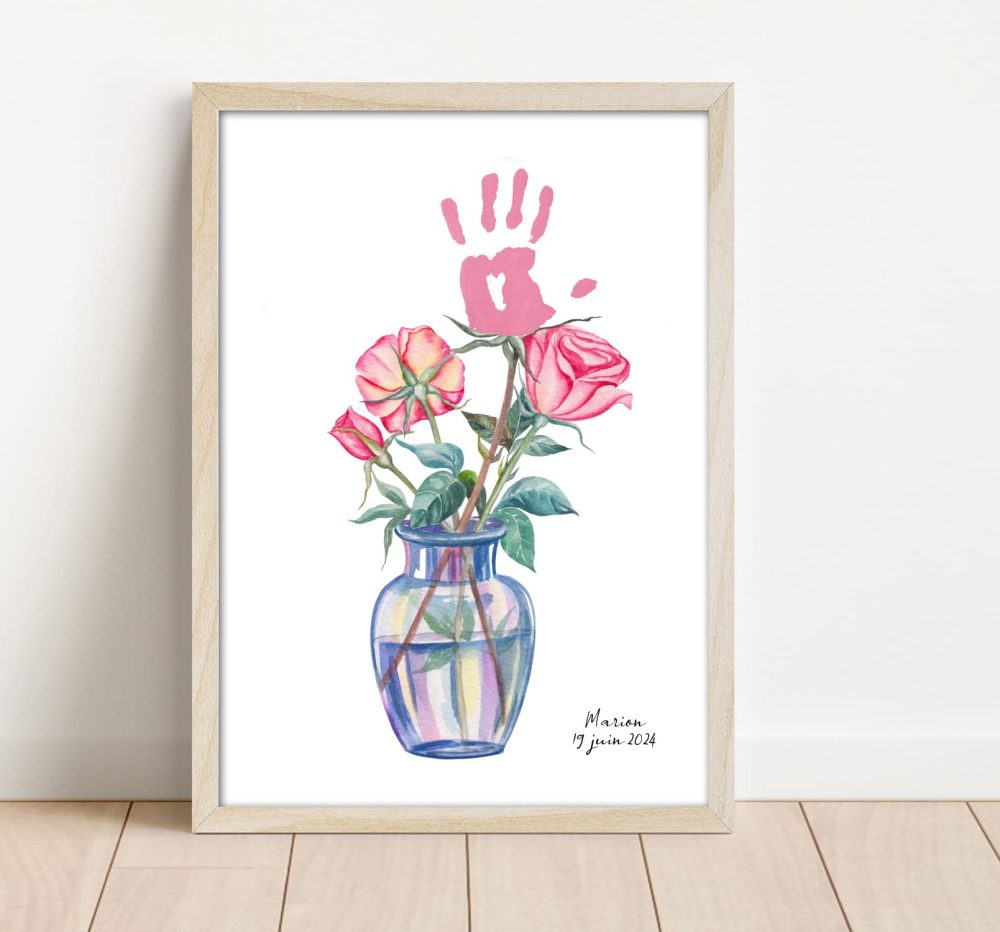 Affiche empreintes bouquet de roses
