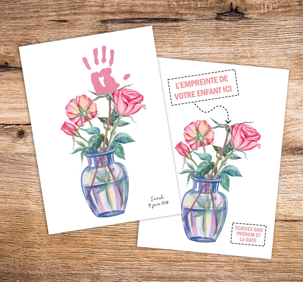 Affiche empreintes bouquet de roses tuto