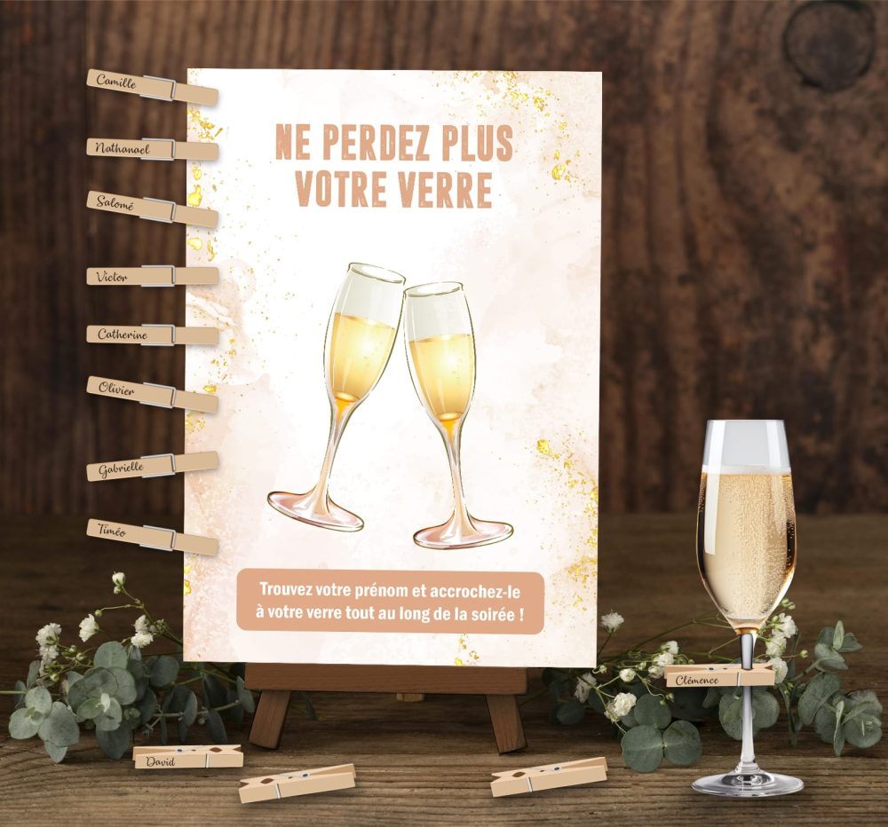 Affiche Ne perdez plus votre verre mariage baptême anniversaire babyshower