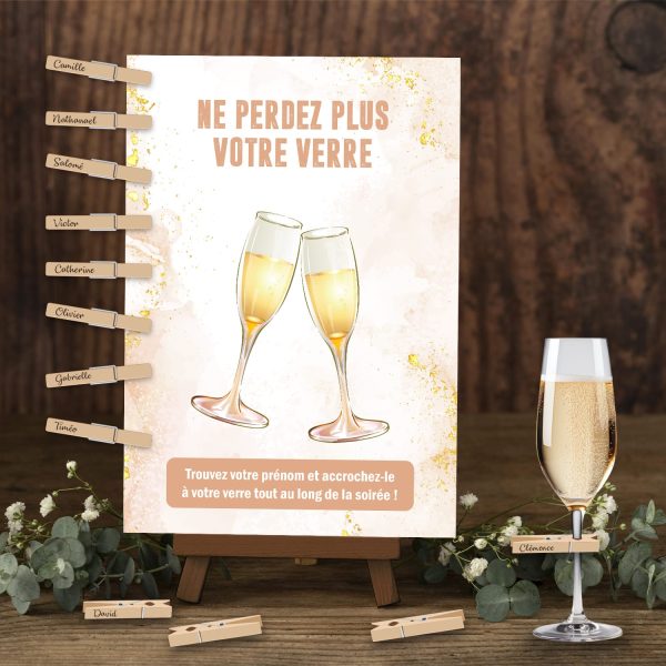 Affiche Ne perdez plus votre verre mariage baptême anniversaire babyshower