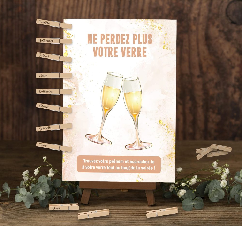 Affiche Ne perdez plus votre verre mariage baptême anniversaire babyshower