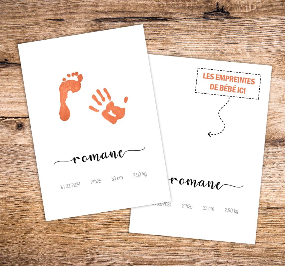 Affiche naissance empreinte bébé